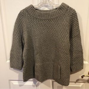 Talbots grey, wool/cotton/viscose cute knit stitch sweater.